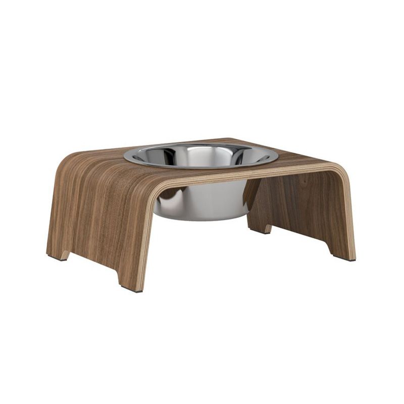 Die dogBar® Single in Nussbaum mit Edelstahl-Napf | iinu