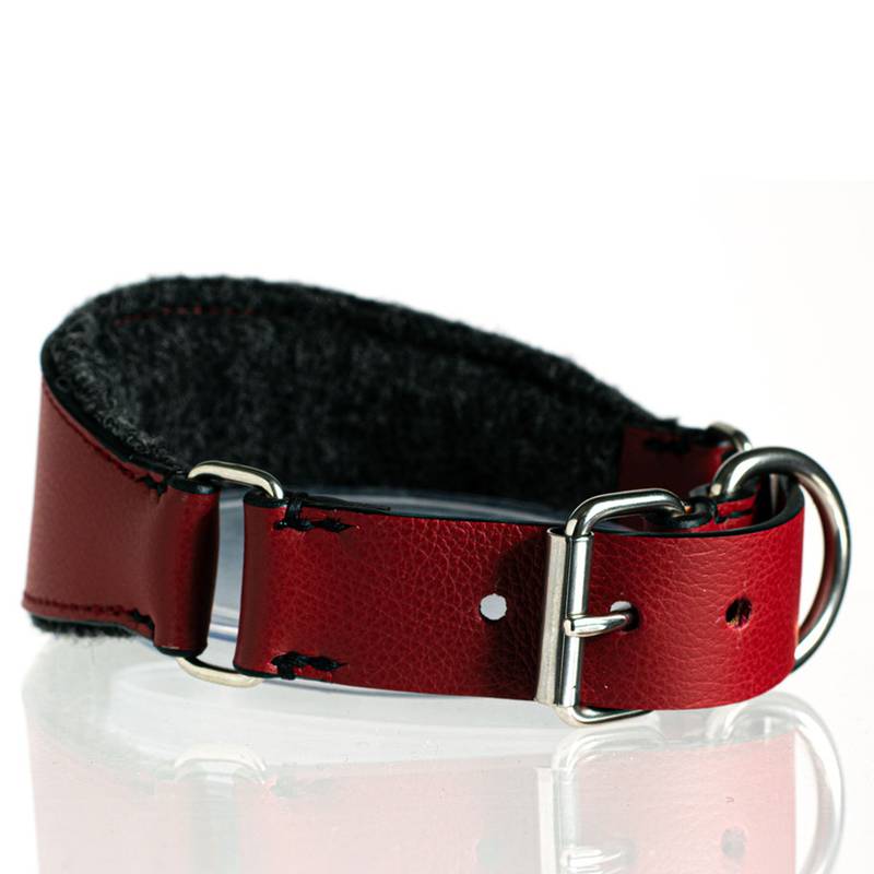 Luxus Hundehalsband, edle Nappaleder im Mix 4 cm breit