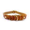 Geflochtenes Fettleder-Halsband in cognac
