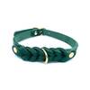 Geflochtenes Fettleder-Halsband in dunkelgrün