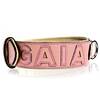 Personalisiertes Halsband aus Leder rosa, Schriftfarbe frei wählbar