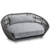 Luxus Hundebett PRADO OXFORD mit geflochtenem Rahmen von Laboni • grau