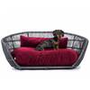 Luxus Hundebett PRADO OXFORD mit geflochtenem Rahmen von Laboni • weinrot
