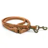 Verstellbare Hundeleine mit Sattlernaht • Leder cognac