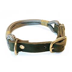 Halsband aus Tau und Leder Classic Olive