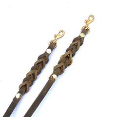 Verstellbare Leine aus Fettleder, dunkelbraun