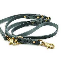 Verstellbare Leine aus Fettleder, grau