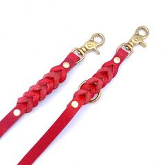 Verstellbare Leine aus Fettleder, rot