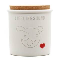 Keramikdose Lieblingshund weiß mit Herz