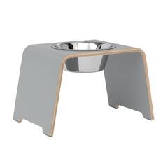 dogBar® Single M-large HPL grau mit Edelstahl