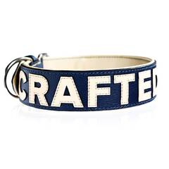 Personalisiertes Halsband aus Leder blau, Schriftfarbe frei wählbar