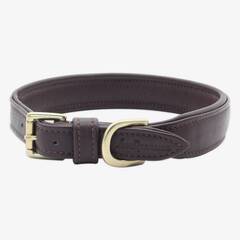 Gepolstertes Halsband aus Leder "Beginning" • coffee