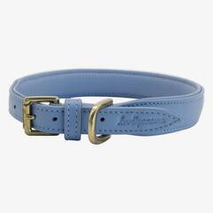 Gepolstertes Halsband aus Leder "Beginning" • sky blue