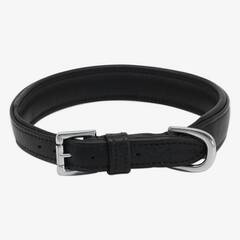 Gepolstertes Halsband aus Leder "Beginning" • pure black