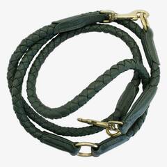 Verstellbare Hundeleine aus geflochtenem Rindsleder TWISTER • forest green