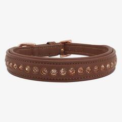 Gepolstertes Lederhalsband DIAMONDS • cinnamon