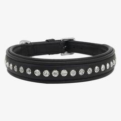 Gepolstertes Lederhalsband DIAMONDS • pure black