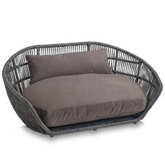 Luxus Hundebett PRADO OXFORD mit geflochtenem Rahmen von Laboni • stone
