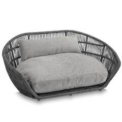 Luxus Hundebett PRADO TUDOR mit geflochtenem Rahmen von Laboni • grau