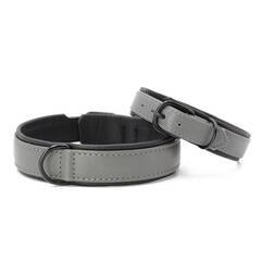 Hundehalsband aus Leder AMICI Anthrazit • gepolstert