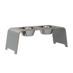 dogBar® L - HPL grau mit Edelstahl