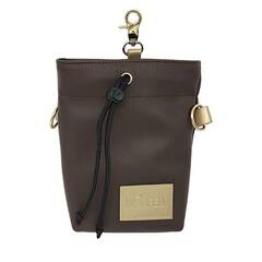 Leckerlibeutel Kunstleder dunkelbraun mit Umhängegurt • BROWN & GOLD