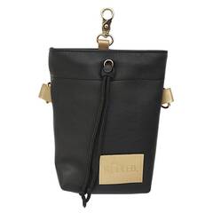 Leckerlibeutel Kunstleder schwarz mit Umhängegurt • BLACK & GOLD