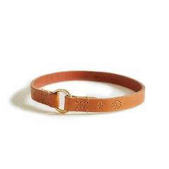 Exklusives Markenhalsband aus Leder • cognac