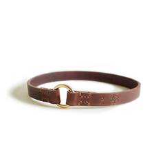 Exklusives Markenhalsband aus Leder • chestnut