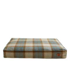 Hundekissen Karo-Tweed "Kingfisher" • reine Wolle