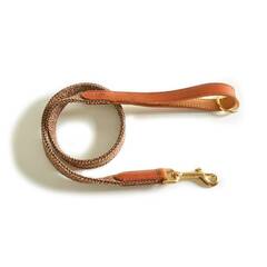 Hundeleine Tweed braun "Beech" mit Leder-Griffschlaufe