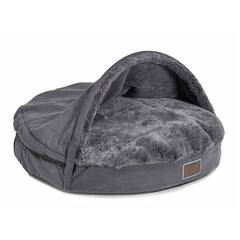 Kuschelige Hundehöhle mit abnehmbarem Dach • anthrazit • JiggiLove ZipOff