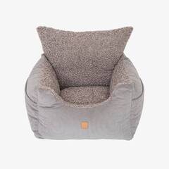 Auto-Hundebett für kleine Hunde • Teddyfell + Cord • Harry grau