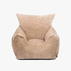 Auto-Hundebett für kleine Hunde • Teddyfell + Kunstleder • Harry beige