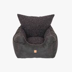 Auto-Hundebett für kleine Hunde • Teddyfell + Kunstleder • Harry schwarz