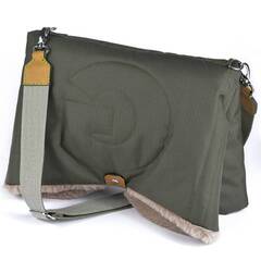 Kuschelige Hunde-Reisedecke mit Gurt • oliv | nougat • FANNY