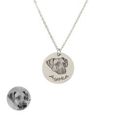 Halskette mit graviertem Hundeportrait nach Foto • silber