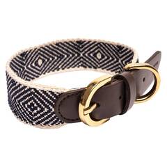 Verstellbares Hundehalsband aus Baumwolle und Apfelleder • Aponi Navy