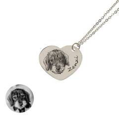 Halskette 'Herz' mit graviertem Hundeportrait nach Foto • silber