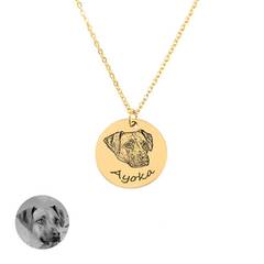 Halskette mit graviertem Hundeportrait nach Foto • gold