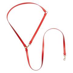 Vegane Hundeleine aus Apfelleder, rot • Kombileine CLASSY SUNSET GOLD