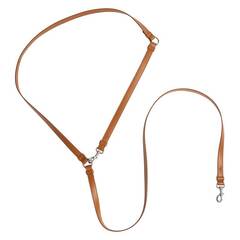 Vegane Hundeleine aus Apfelleder, braun • Kombileine CLASSY COGNAC SILVER