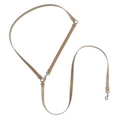 Vegane Hundeleine aus Apfelleder, beige • Kombileine CLASSY SAND SILVER
