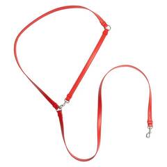 Vegane Hundeleine aus Apfelleder, rot • Kombileine CLASSY SUNSET SILVER