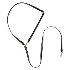 Vegane Hundeleine aus Apfelleder, schwarz • Kombileine CLASSY COAL GOLD