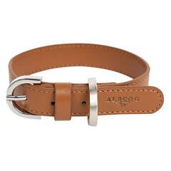 Veganes Hundehalsband aus Apfelleder braun • CLASSY COGNAC SILVER