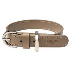 Veganes Hundehalsband aus Apfelleder beige • CLASSY SAND SILVER