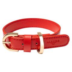 Veganes Hundehalsband aus Apfelleder rot • CLASSY SUNSET GOLD