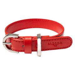 Veganes Hundehalsband aus Apfelleder rot • CLASSY SUNSET SILVER