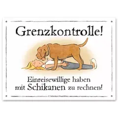 Hunde-Warnschild 'Grenzkontrolle'